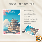 Heimeji Castle - Japan - Travel Art Wall Deco Poster - Art Print - Travel Art Poster