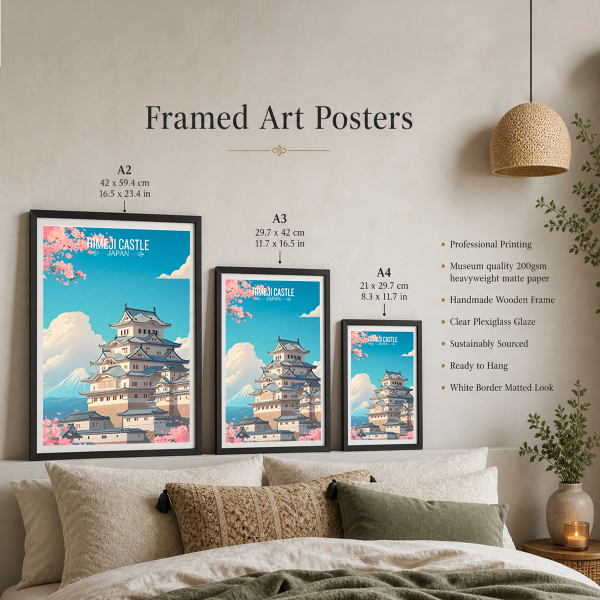Heimeji Castle - Japan - Travel Art Wall Deco Poster - Art Print - Travel Art Poster
