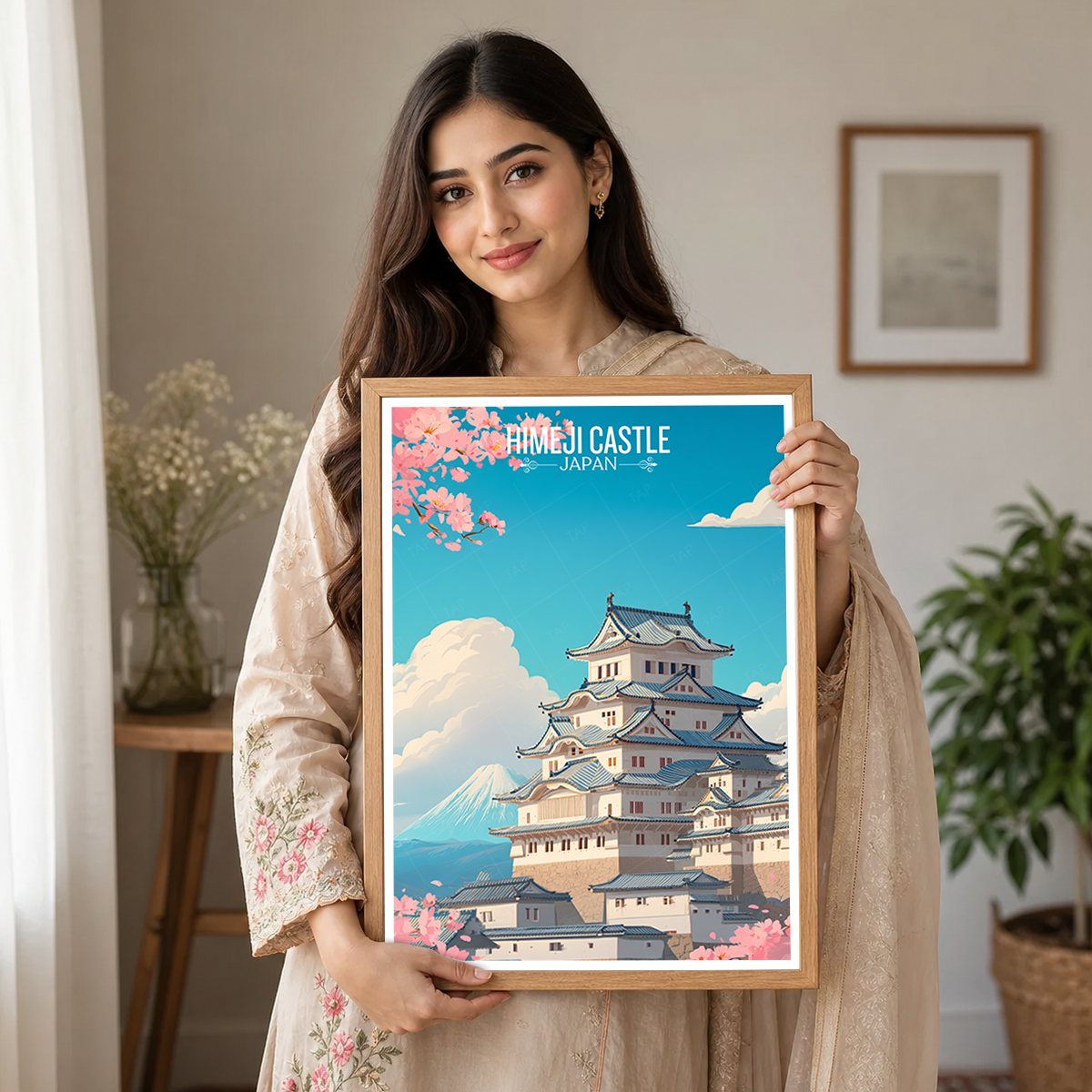 Heimeji Castle - Japan - Travel Art Wall Deco Poster - Art Print - Travel Art Poster
