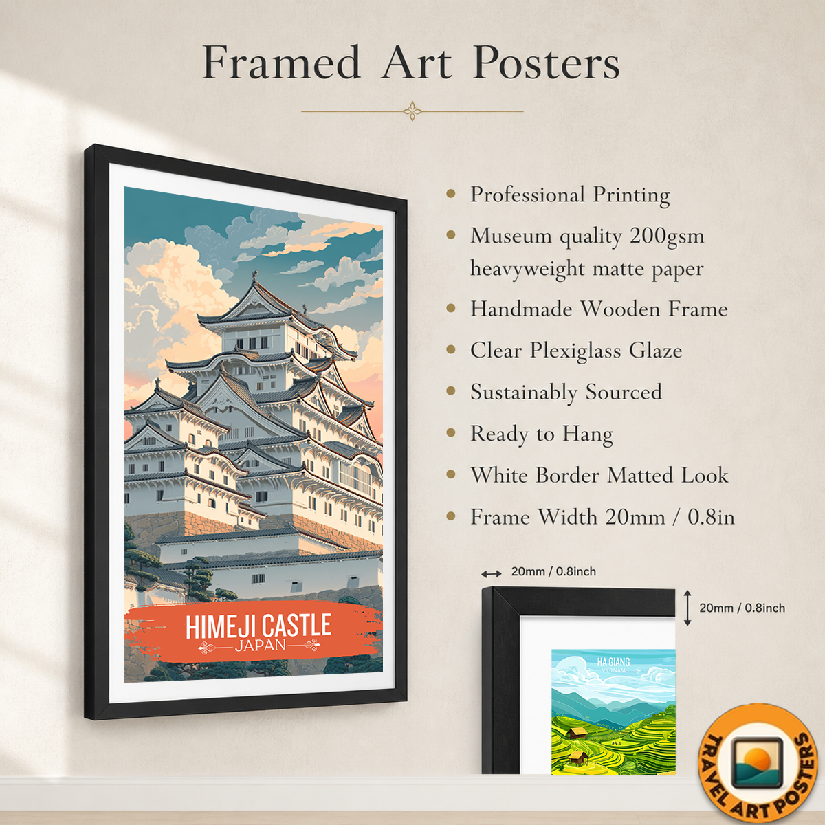Hakuro-jō - Japan - Travel Art Wall Deco Poster - Art Print - Travel Art Poster