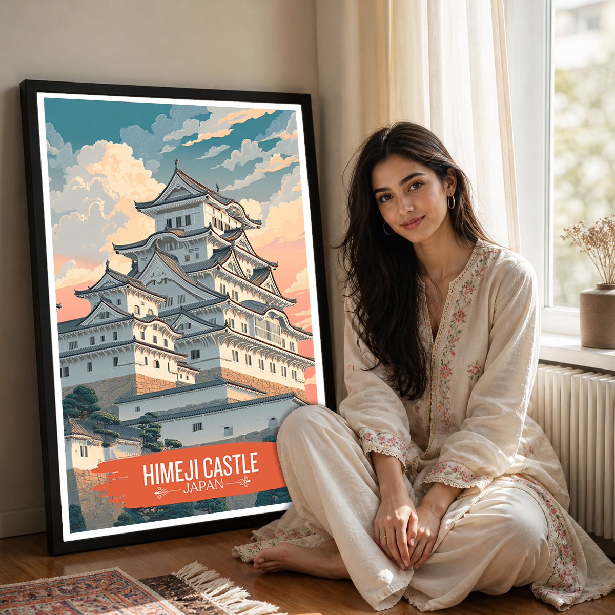 Hakuro-jō - Japan - Travel Art Wall Deco Poster - Art Print - Travel Art Poster