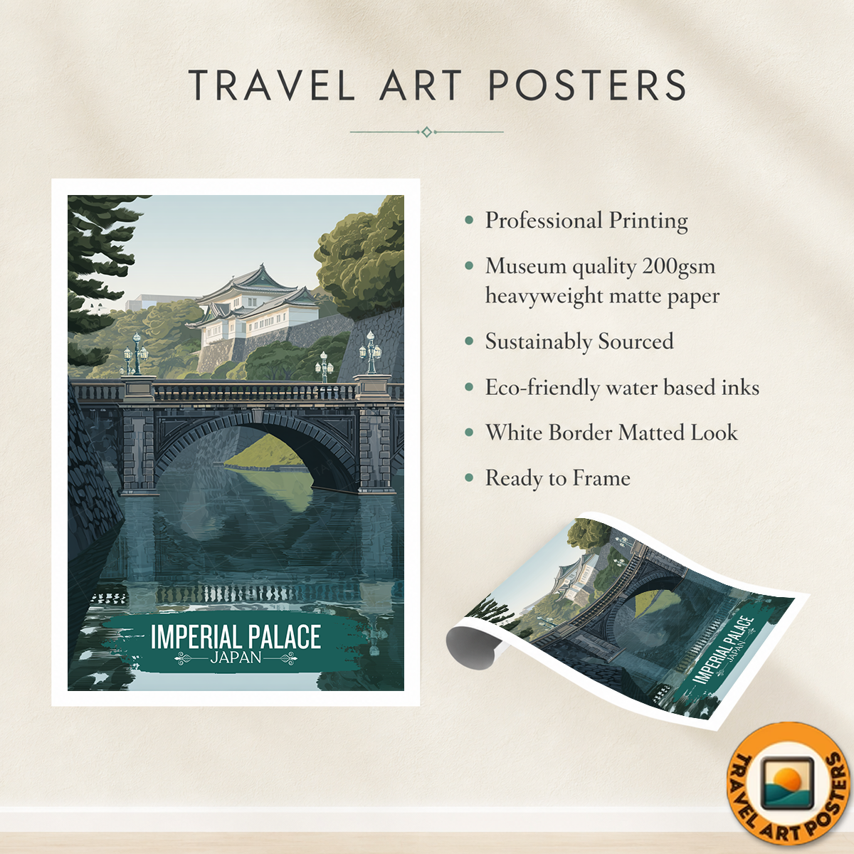 Imperial Palace - Japan - Travel Art Wall Deco Poster - Art Print - Travel Art Poster