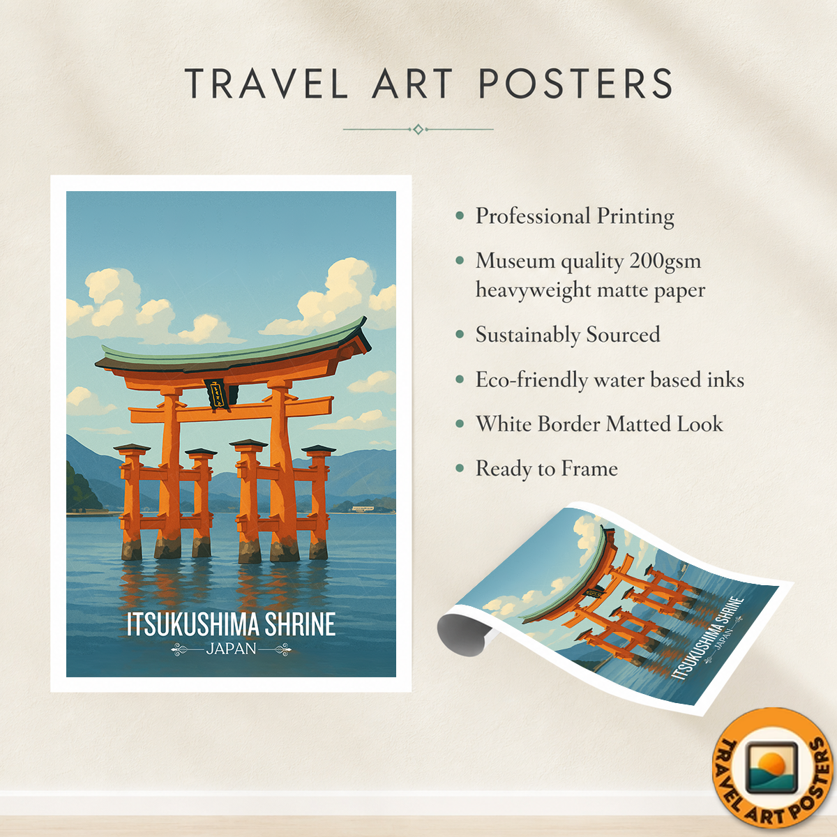 Itsukushima Shrine - Japan - Travel Art Wall Deco Poster - Art Print - Travel Art Poster