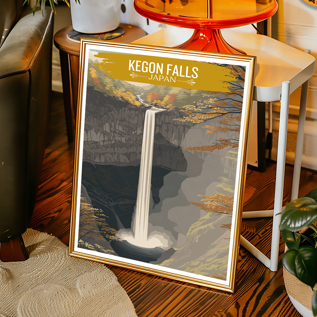 Kegon Falls Nikko National Park - Japan - Travel Art Wall Deco Poster - Art Print - Travel Art Poster