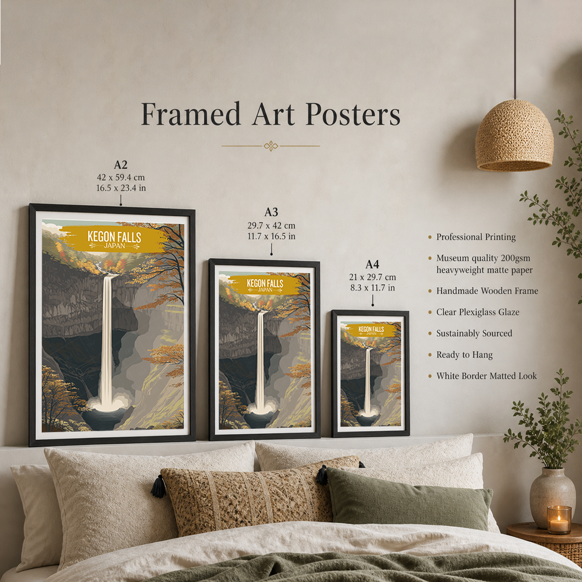 Kegon Falls Nikko National Park - Japan - Travel Art Wall Deco Poster - Art Print - Travel Art Poster