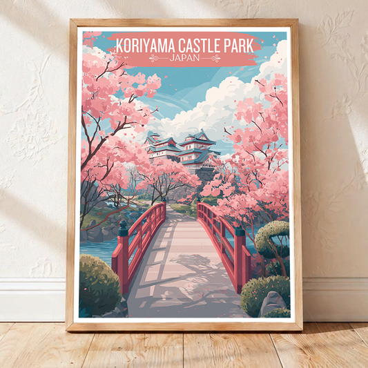 Koriyama Castle Park - Japan - Travel Art Wall Deco Poster - Art Print - Travel Art Poster