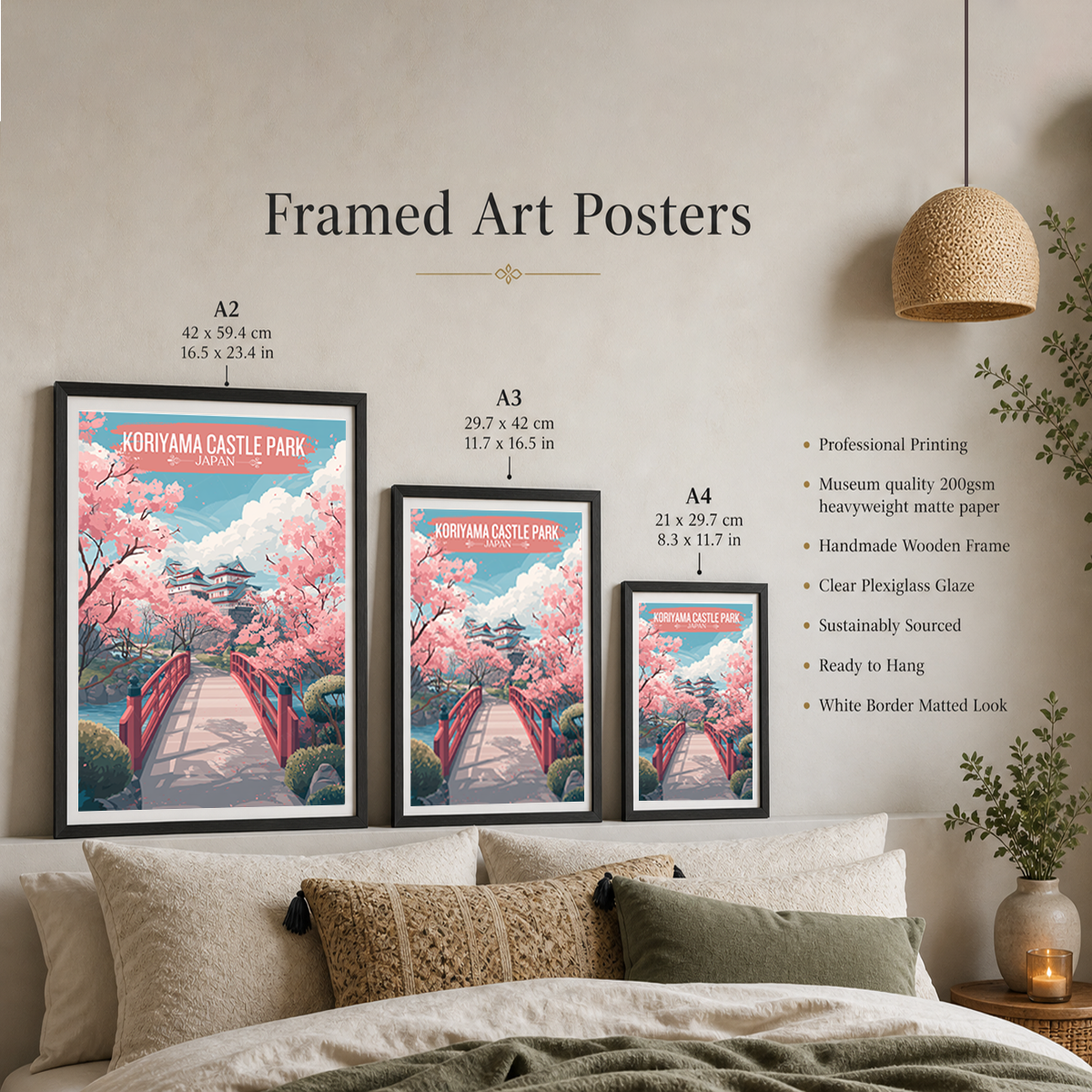 Koriyama Castle Park - Japan - Travel Art Wall Deco Poster - Art Print - Travel Art Poster