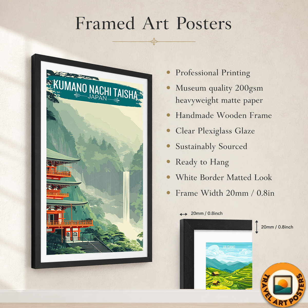 Kumano Nachi Taisha - Japan - Travel Art Wall Deco Poster - Art Print - Travel Art Poster