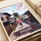 Kyoto Gion - Japan - Travel Art Wall Deco Poster - Art Print - Travel Art Poster