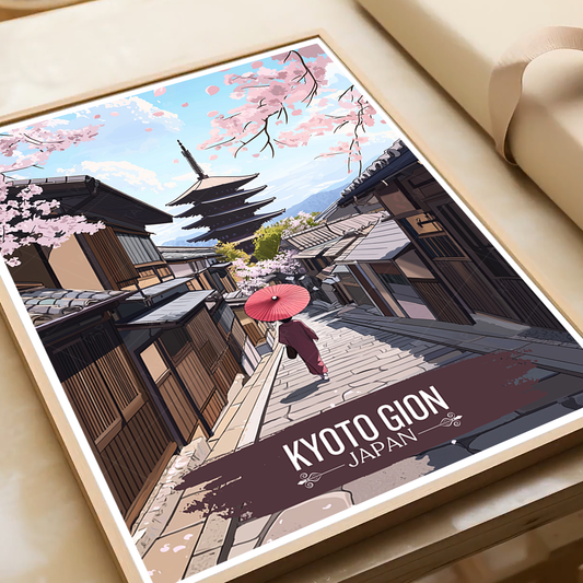 Kyoto Gion - Japan - Travel Art Wall Deco Poster - Art Print - Travel Art Poster