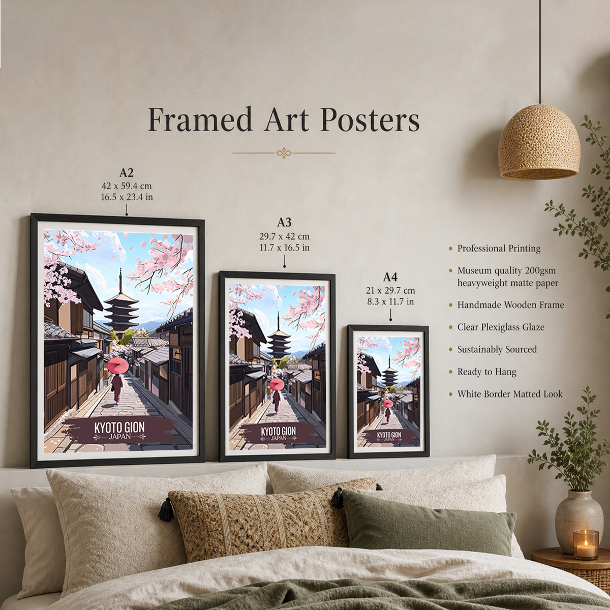 Kyoto Gion - Japan - Travel Art Wall Deco Poster - Art Print - Travel Art Poster