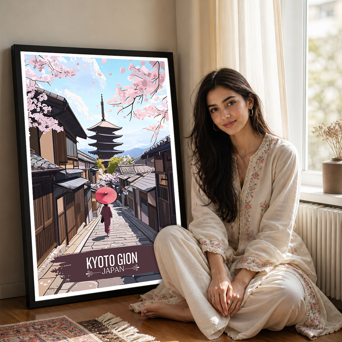 Kyoto Gion - Japan - Travel Art Wall Deco Poster - Art Print - Travel Art Poster