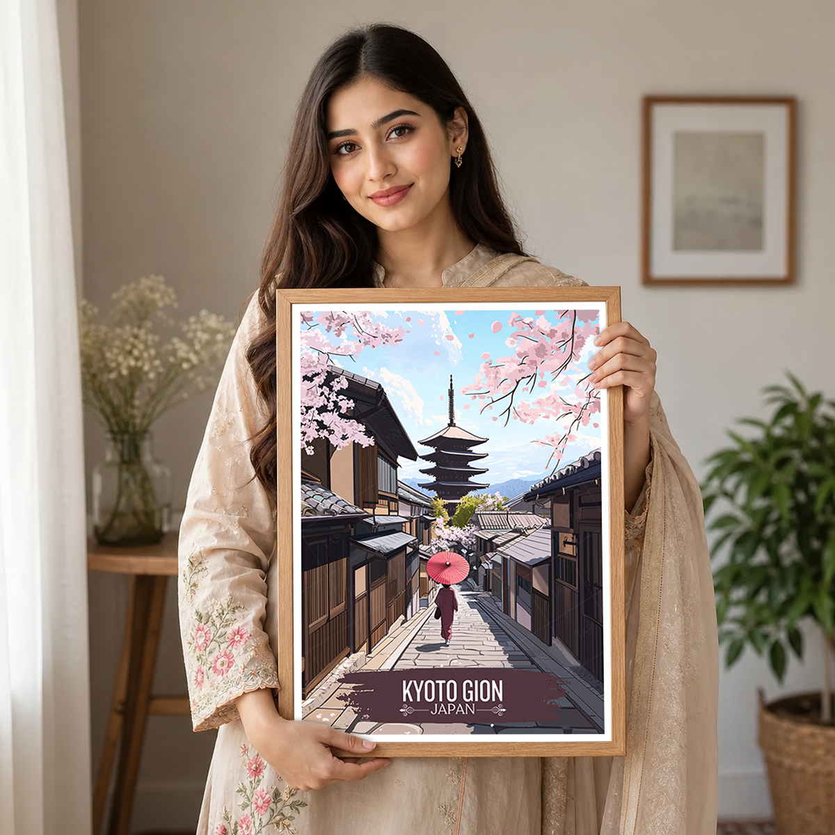 Kyoto Gion - Japan - Travel Art Wall Deco Poster - Art Print - Travel Art Poster