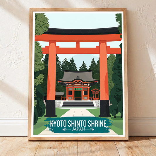 Kyoto Shinto Shrine - Japan - Travel Art Wall Deco Poster - Art Print - Travel Art Poster