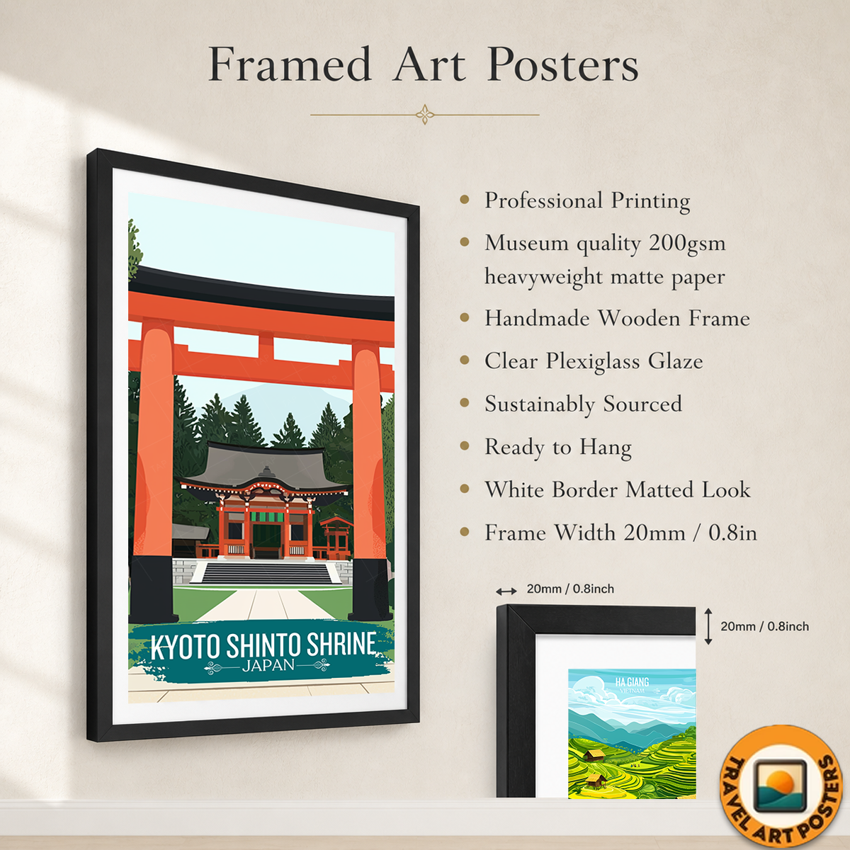 Kyoto Shinto Shrine - Japan - Travel Art Wall Deco Poster - Art Print - Travel Art Poster
