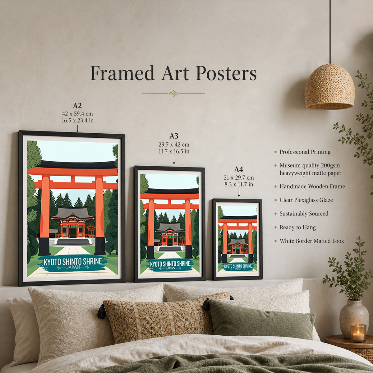Kyoto Shinto Shrine - Japan - Travel Art Wall Deco Poster - Art Print - Travel Art Poster
