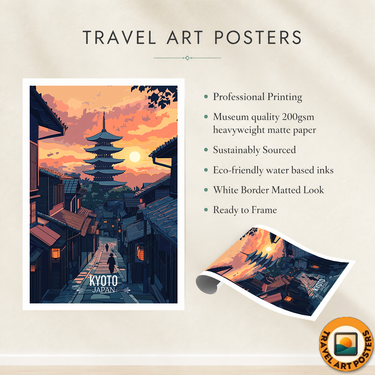 Kyoto - Japan - Travel Art Wall Deco Poster - Art Print - Travel Art Poster