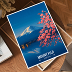 Fuji Lotus Peak - Japan - Travel Art Wall Deco Poster - Art Print - Travel Art Poster