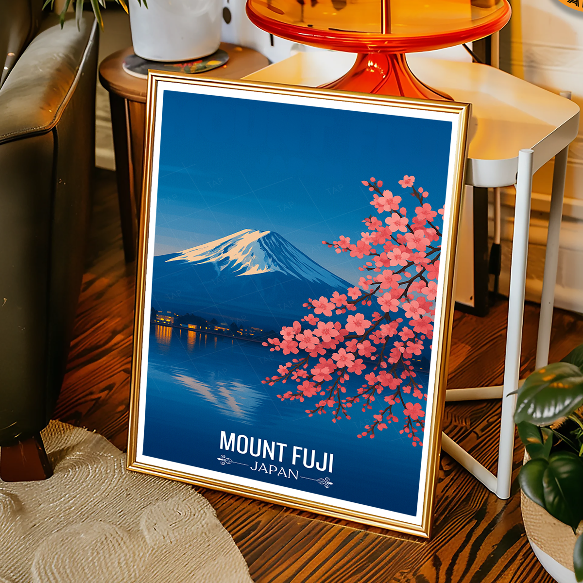 Fuji Lotus Peak - Japan - Travel Art Wall Deco Poster - Art Print - Travel Art Poster