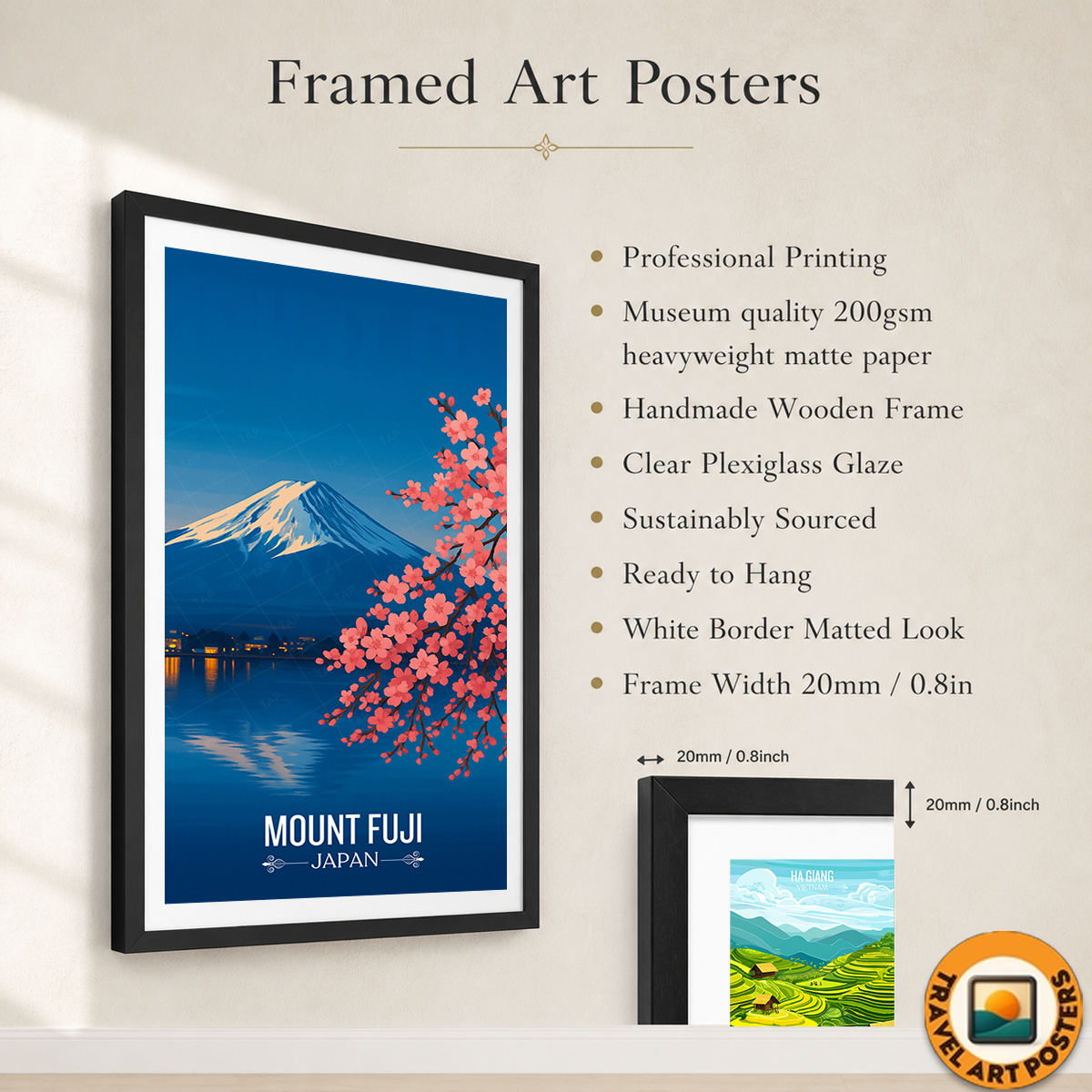 Fuji Lotus Peak - Japan - Travel Art Wall Deco Poster - Art Print - Travel Art Poster