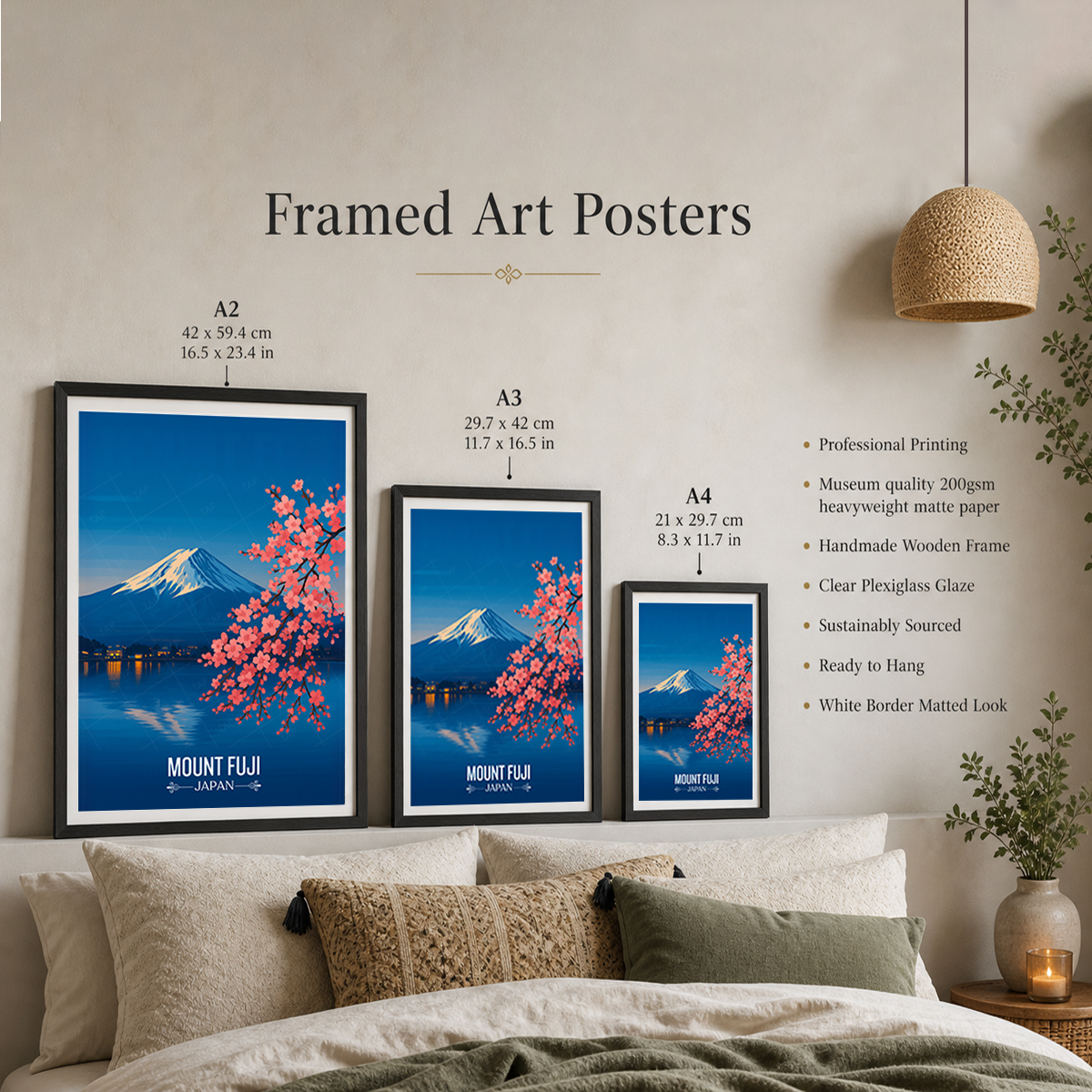 Fuji Lotus Peak - Japan - Travel Art Wall Deco Poster - Art Print - Travel Art Poster