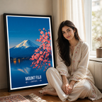 Fuji Lotus Peak - Japan - Travel Art Wall Deco Poster - Art Print - Travel Art Poster