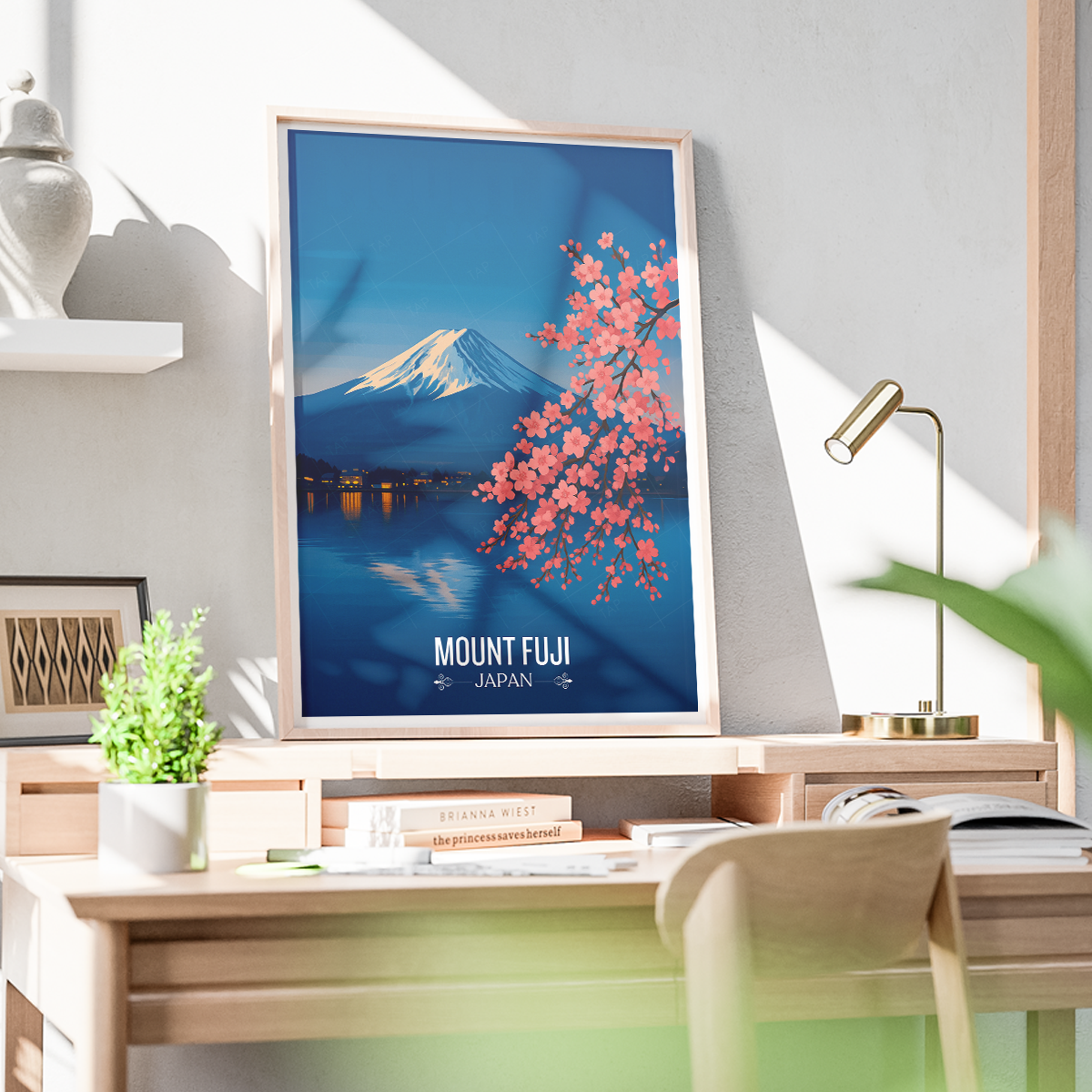 Fuji Lotus Peak - Japan - Travel Art Wall Deco Poster - Art Print - Travel Art Poster