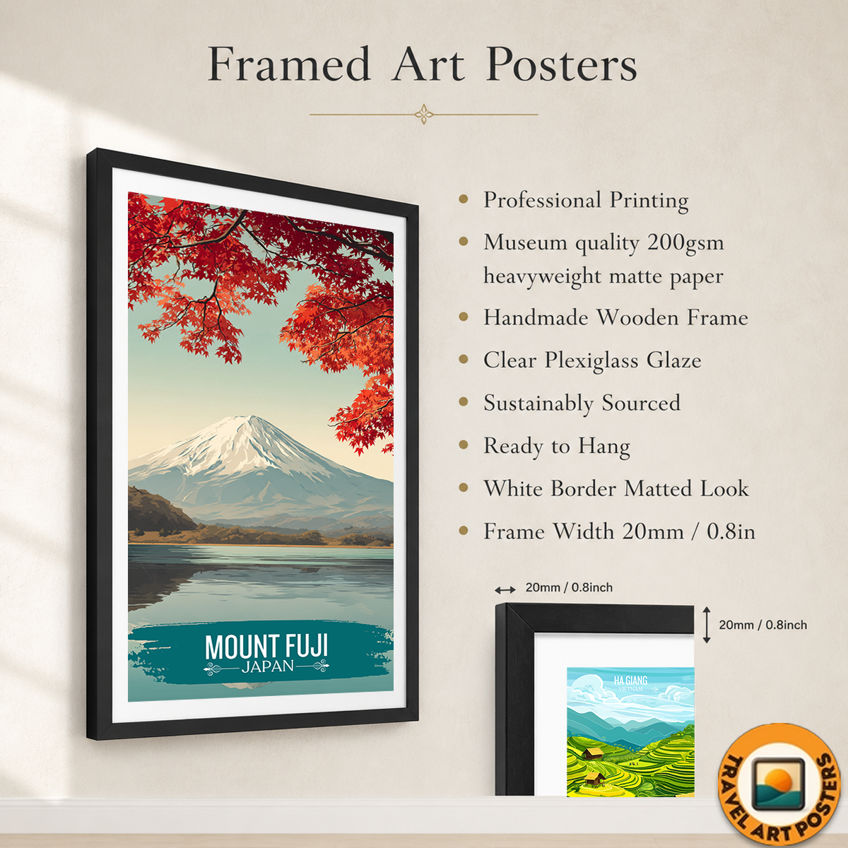 Mount Fuji - Japan - Travel Art Wall Deco Poster - Art Print - Travel Art Poster