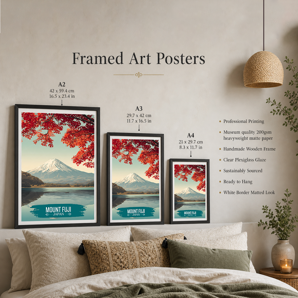 Mount Fuji - Japan - Travel Art Wall Deco Poster - Art Print - Travel Art Poster