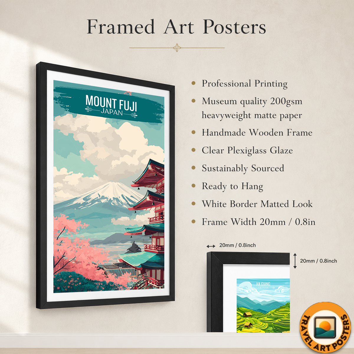 Fujisan - Japan - Travel Art Wall Deco Poster - Art Print - Travel Art Poster
