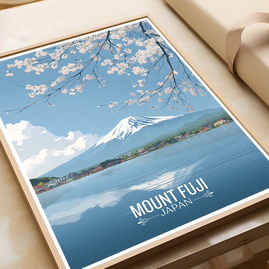 Fujiyama - Japan - Travel Art Wall Deco Poster - Art Print - Travel Art Poster