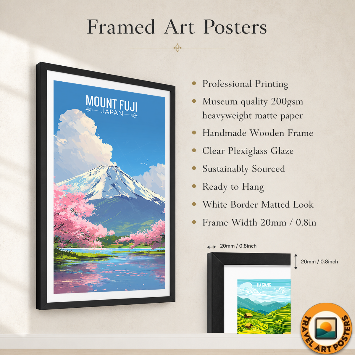Fuji-no-Takane - Japan - Travel Art Wall Deco Poster - Art Print - Travel Art Poster