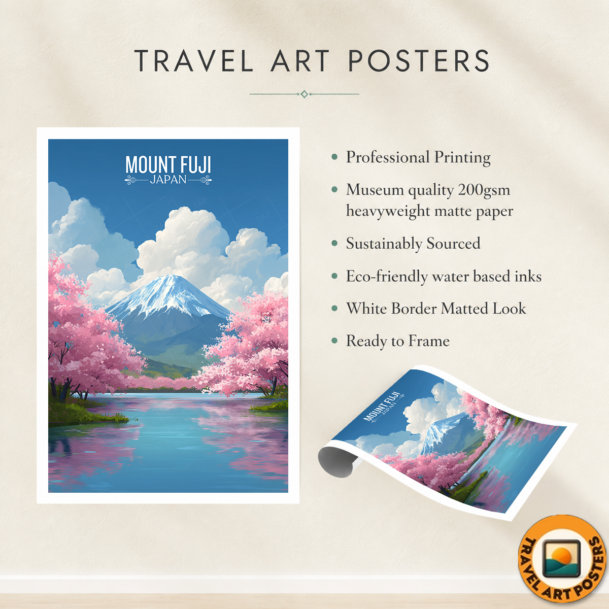 Fugaku - Japan - Travel Art Wall Deco Poster - Art Print - Travel Art Poster