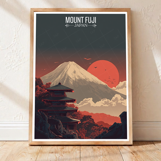 Fuji-no-Yama - Japan - Travel Art Wall Deco Poster - Art Print - Travel Art Poster