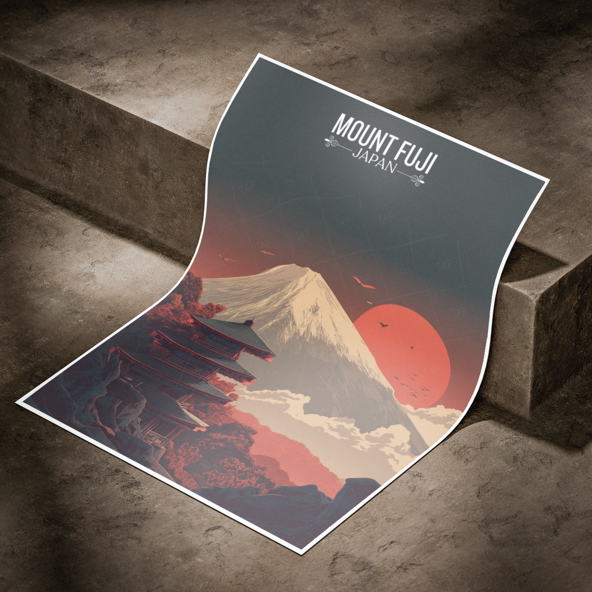 Fuji-no-Yama - Japan - Travel Art Wall Deco Poster - Art Print - Travel Art Poster