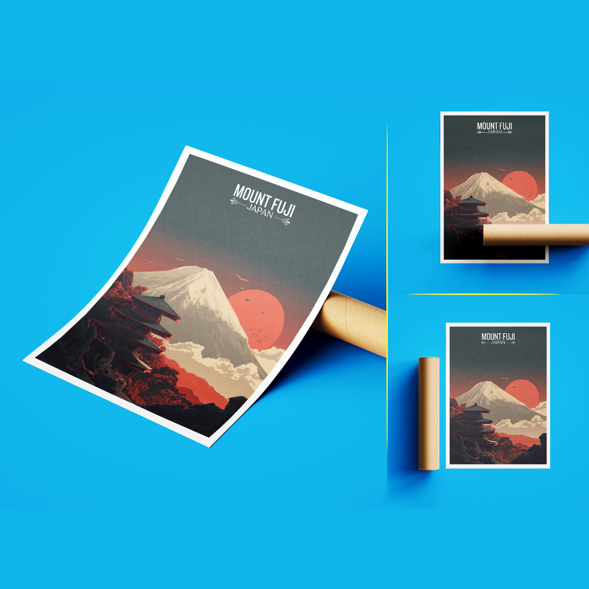 Fuji-no-Yama - Japan - Travel Art Wall Deco Poster - Art Print - Travel Art Poster