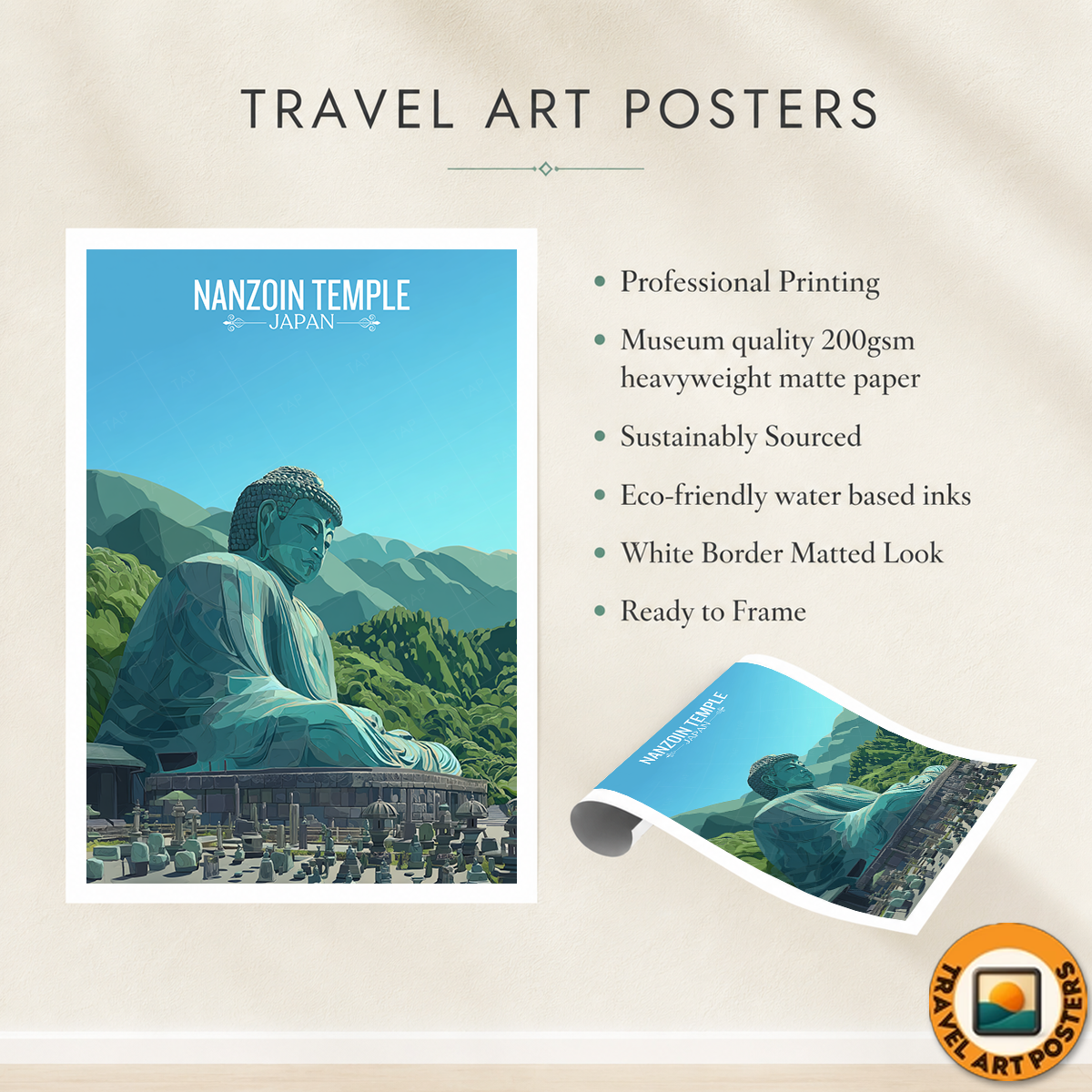 Nanzoin Temple - Japan - Travel Art Wall Deco Poster - Art Print - Travel Art Poster