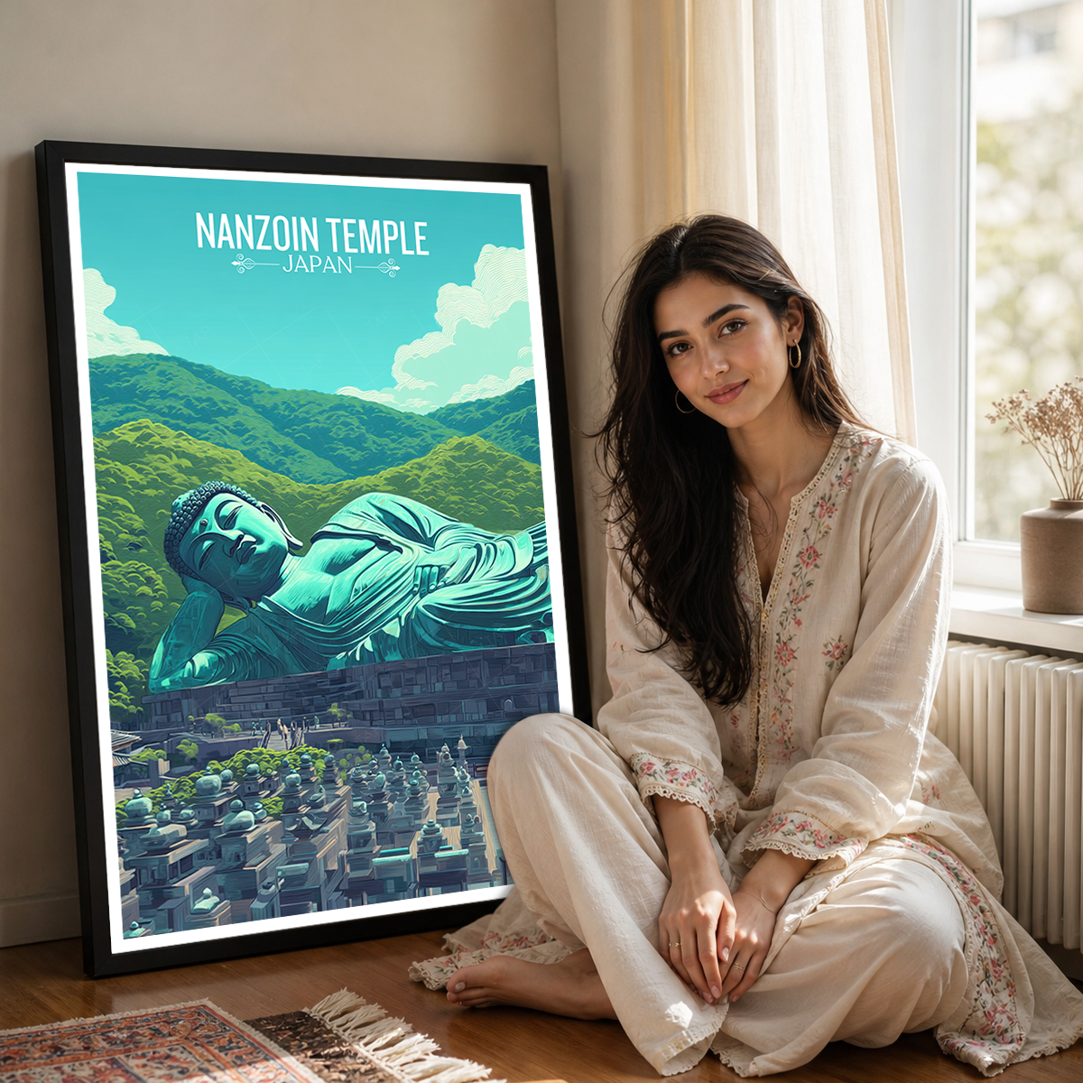 Nanzoin Buddha Temple - Japan - Travel Art Wall Deco Poster - Art Print - Travel Art Poster