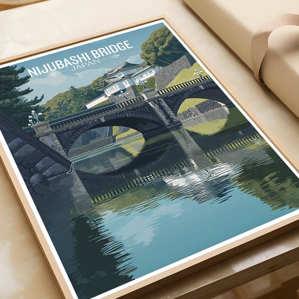 Nijubashi Bridge - Japan - Travel Art Wall Deco Poster - Art Print - Travel Art Poster