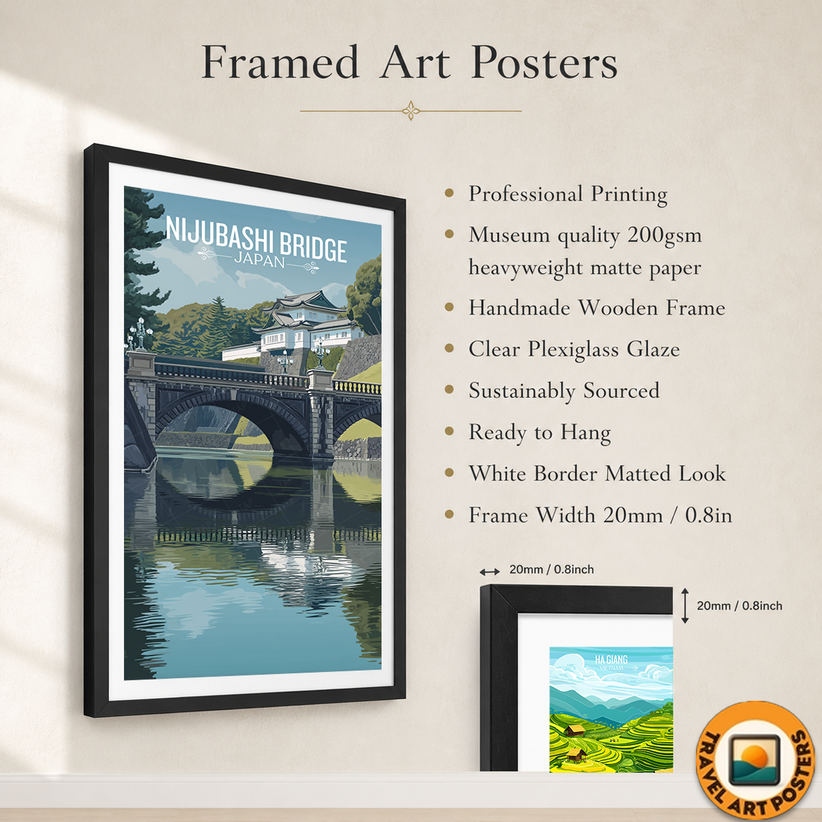 Nijubashi Bridge - Japan - Travel Art Wall Deco Poster - Art Print - Travel Art Poster