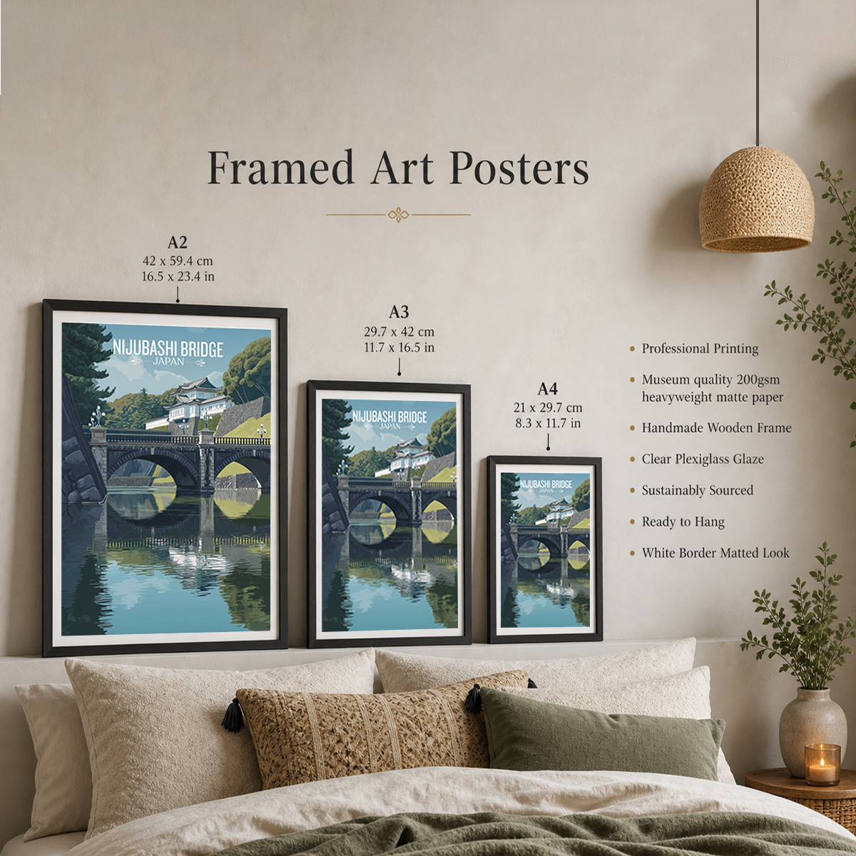Nijubashi Bridge - Japan - Travel Art Wall Deco Poster - Art Print - Travel Art Poster