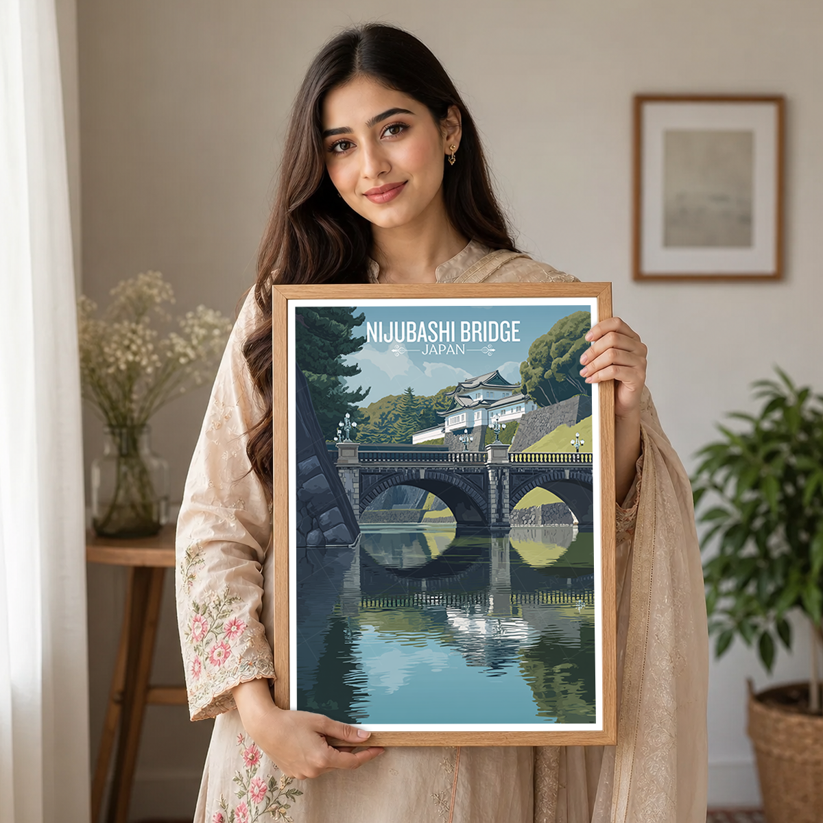 Nijubashi Bridge - Japan - Travel Art Wall Deco Poster - Art Print - Travel Art Poster
