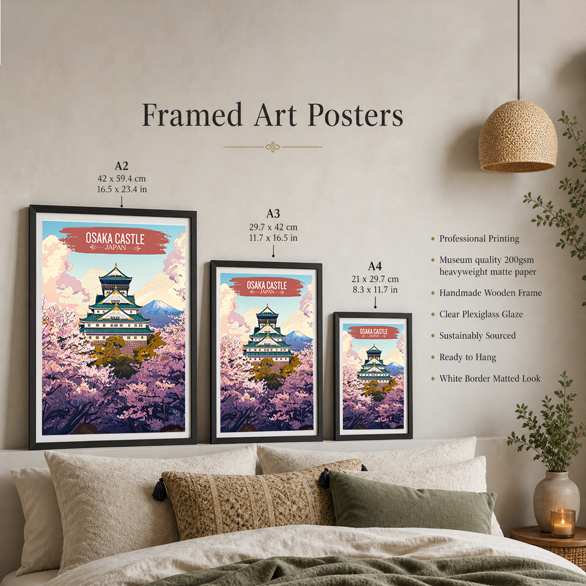 Osaka Castle - Japan - Travel Art Wall Deco Poster - Art Print - Travel Art Poster