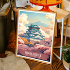 Osaka Castle Sakura - Japan - Travel Art Wall Deco Poster - Art Print - Travel Art Poster