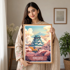 Osaka Castle Sakura - Japan - Travel Art Wall Deco Poster - Art Print - Travel Art Poster