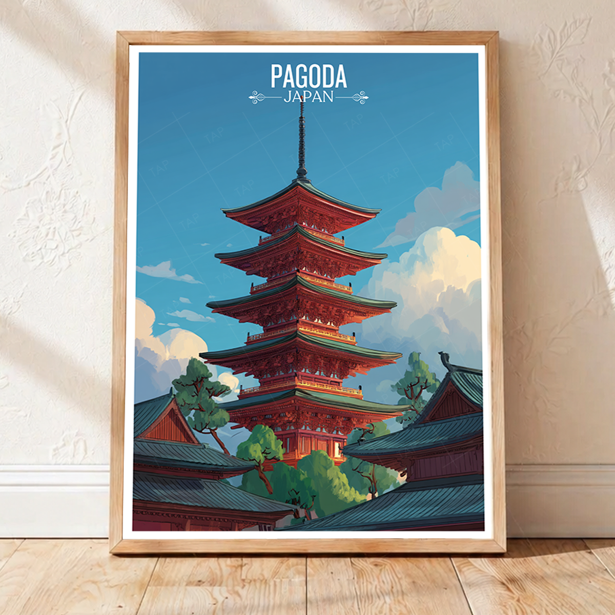 Pagoda - Japan - Travel Art Wall Deco Poster - Art Print - Travel Art Poster