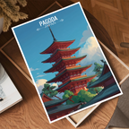 Pagoda - Japan - Travel Art Wall Deco Poster - Art Print - Travel Art Poster