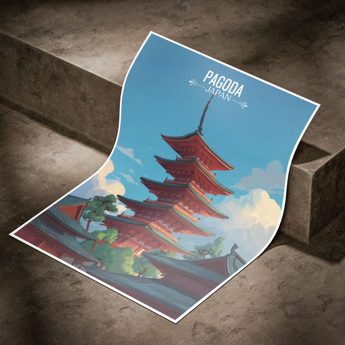 Pagoda - Japan - Travel Art Wall Deco Poster - Art Print - Travel Art Poster