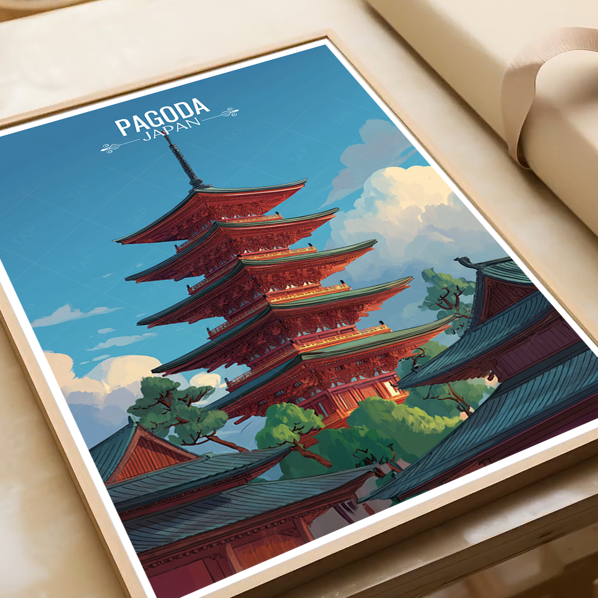Pagoda - Japan - Travel Art Wall Deco Poster - Art Print - Travel Art Poster