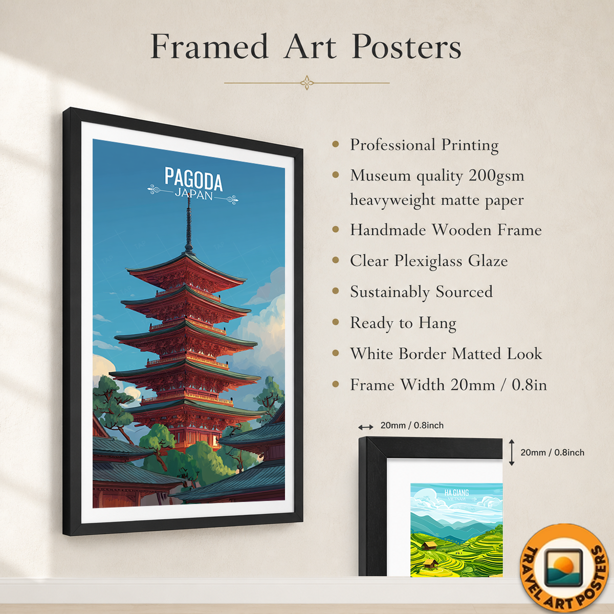 Pagoda - Japan - Travel Art Wall Deco Poster - Art Print - Travel Art Poster